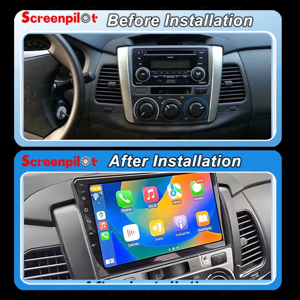 Android 16For Toyota INNOVA 2007 - 2014 Car Video Multimedia Player Carplay Stereo Head Unit Screen GPS Navigation WIFI 5G RDS