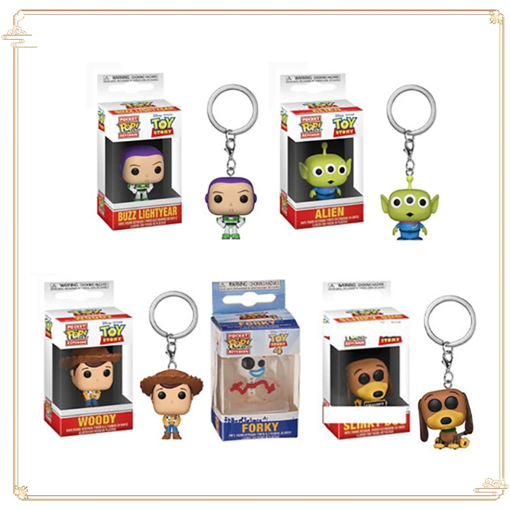 

FUNKO POP Anime Toy Story Keychain Popular Doll Woody Buzz Lightyear Model Backpack Pendant Funny Christmas Gifts Toys Keychain