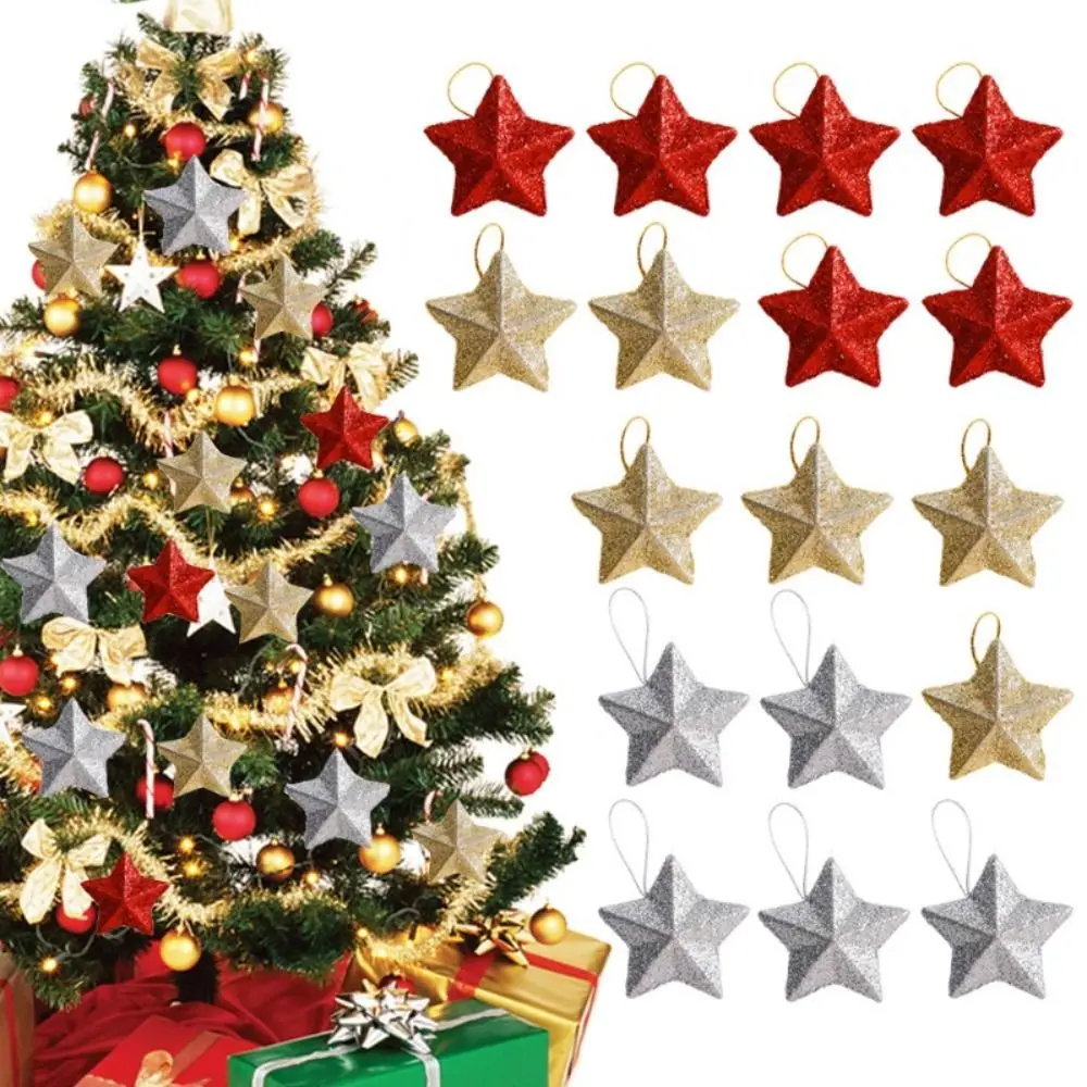 

Plastic Star Hanging Pendant 3D Five-pointed Star Christmas Tree Decorations Christmas Ornaments