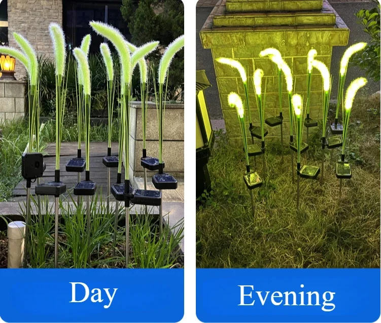LED 태양광 개 잔디 섬유 리드 필드 플러그인 조명, 야외 시뮬레이션 리드, 조경 정원 장식 조명