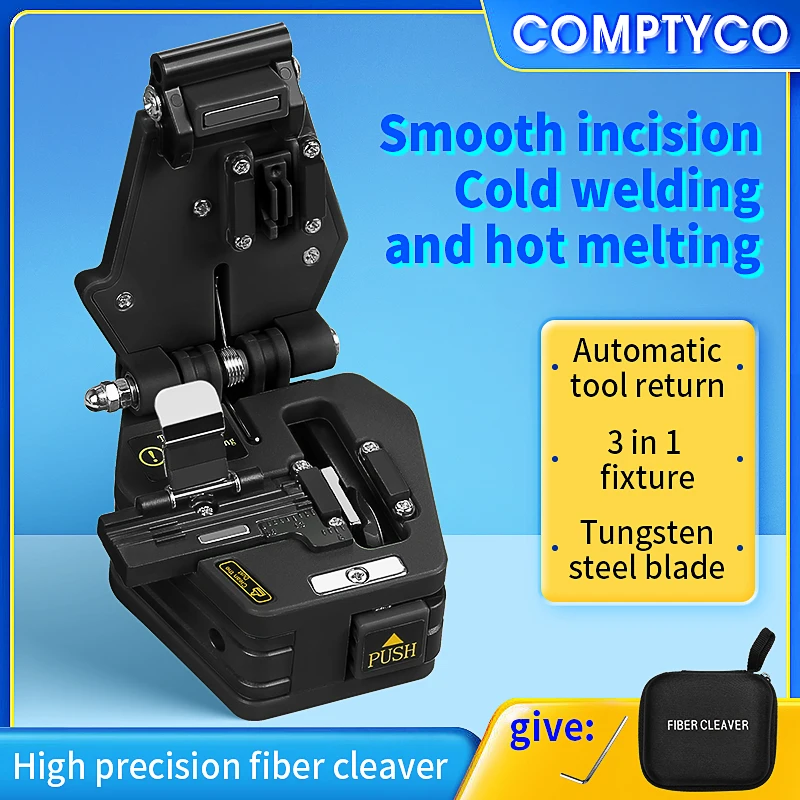 ความแม่นยําสูง Fiber Cleaver สีดํา S-6C Optical Fiber Cable มีดตัด FTTT มีดไฟเบอร์ออปติกเครื่องมือเครื่องตัด 16 พื้นผิวใบมีด