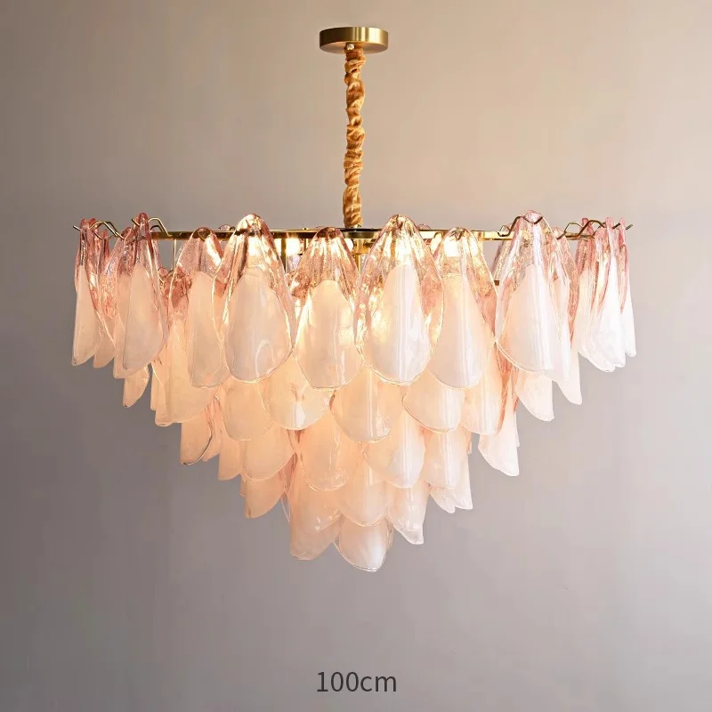 

Postmodern luxury amber E14 glass petal chandelier , living room Ceiling led pendant light indoor decorative lighting fixtures.
