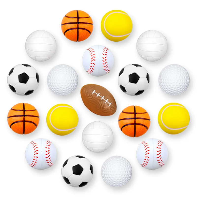 5PCS Squeeze Ball Stress Relief Toy 4CM Football Basketball Baseball Tennis Soft Squishy Antistress Kid Outdoor Novelty Gag Toys