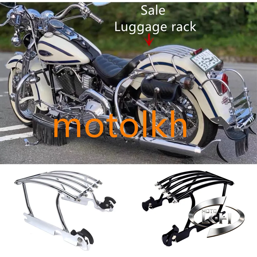 Motorcycle Solo Rack Rail For Harley Softail Heritage Classic Deluxe FXST Fat Boy Springer FLSTS 98-17 Black&Chrome