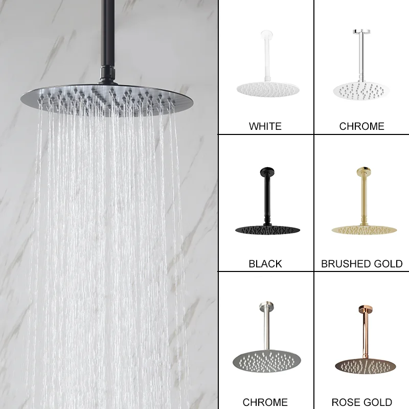 High Quality Brushed Gold 10 Inch Stainless Steel Rainfall Shower Head Bathroom Square Round Showerhead Arm Accessory G1/2