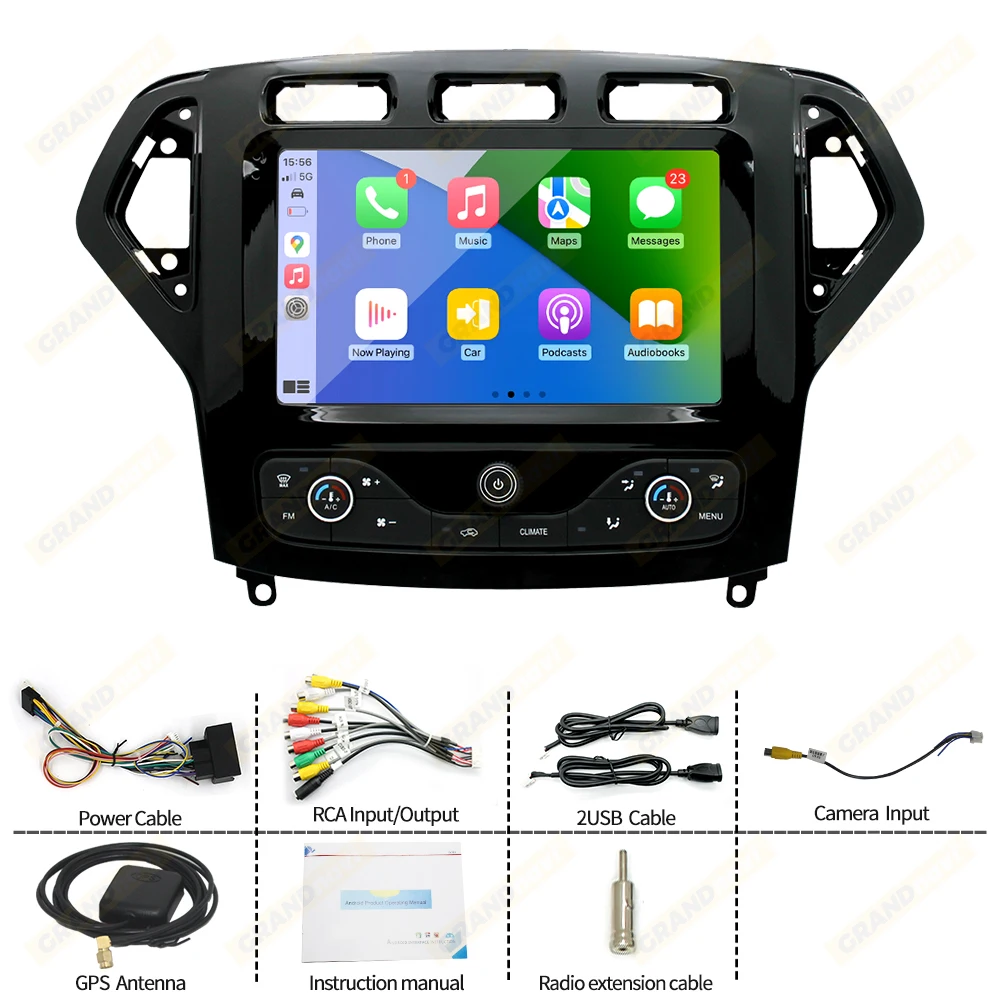 Grandnavi Android 11 Car Radio Stereo For Ford Mondeo MK4 2007-2010 Wireless Carplay Android Auto 9 Inch Touch screen GPS WIFI