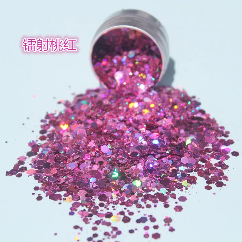 1Jar Mixed Hexagon Nail Glitter Sequins Holographic Lime Poly Nail Sparkly Flakes Green Apple Chunky Holographic Glittle $*$