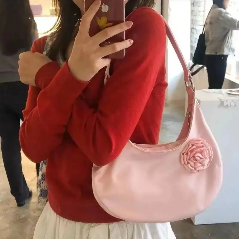 Vintage Patchwork Flower Shoulder Bags Streetwear All Match Trendy Underarm Bag Fashion Simple Casual Women's Handbags