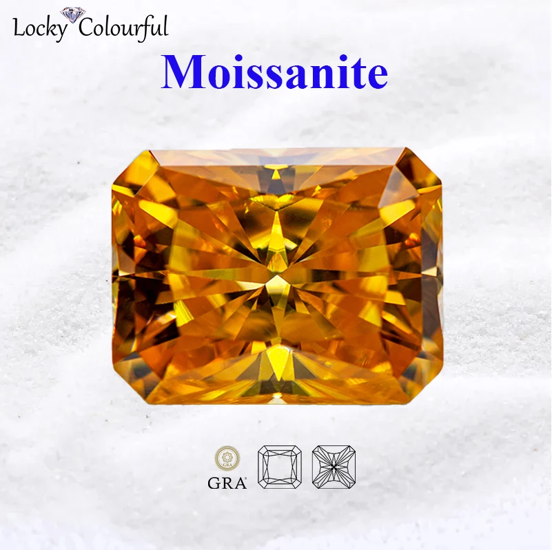 

Moissanite Radiant Cut VVS1 Golden Yellow Color with GRA Certificate for DIY Charms Beads Jewelry Making Bracelet Ring Materials