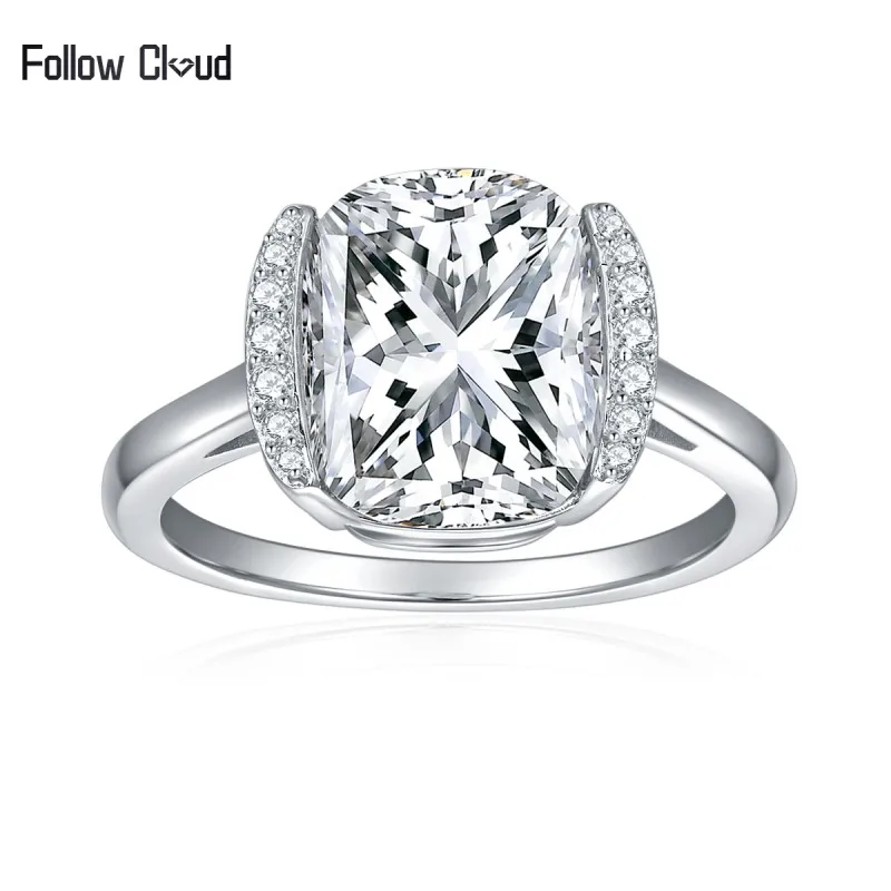 

Follow Cloud 9*11mm Pillow Cut 5 Carats Moissanite Diamond Engagement Rings for Women Real 100% 925 Sterling Silver Fine Jewelry