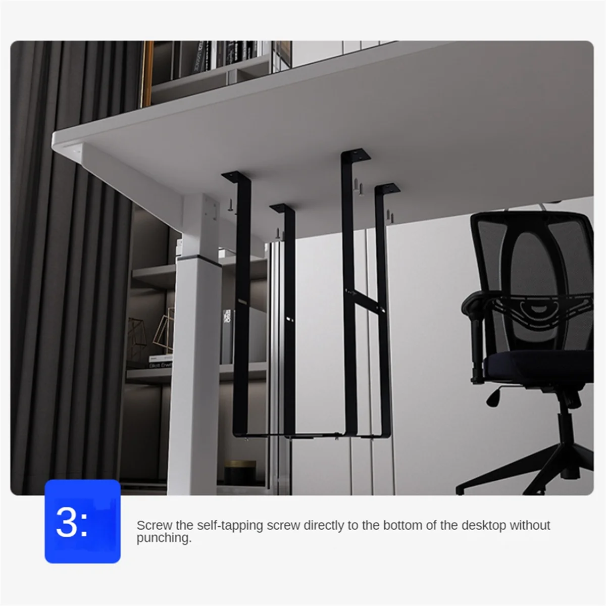 BNGF-1 Set Under Desk PC Mount Bracket for Computer Case Computer Mainframe Hanger Host Box Stand Bracket Rack White