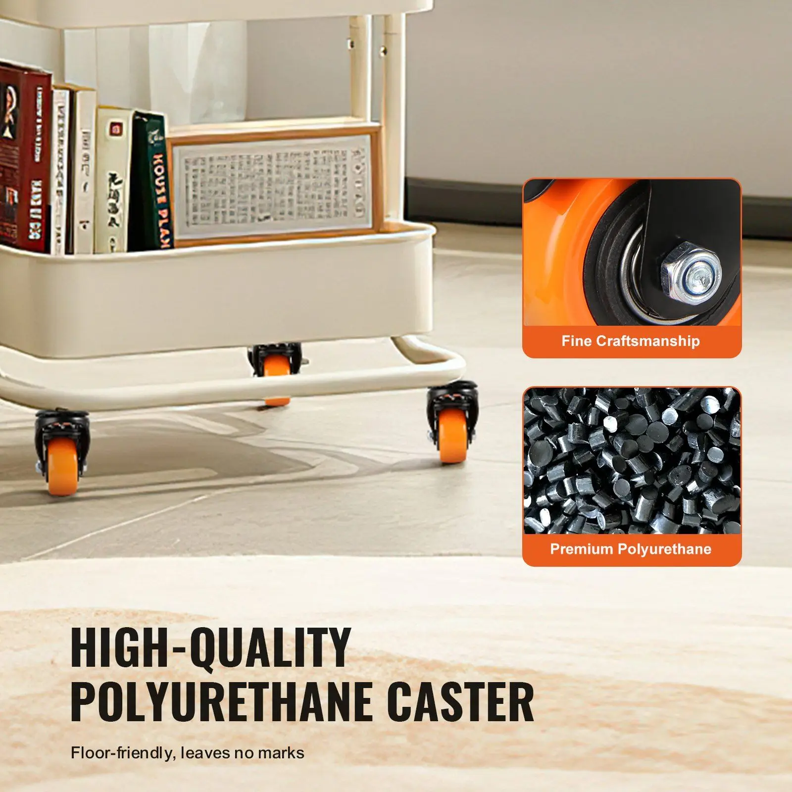 Rodízio, 2 polegadas, conjunto de 4, capacidade de carga de 110 libras, rodízios de haste rosqueada com freio de travamento duplo de segurança, indu resistente