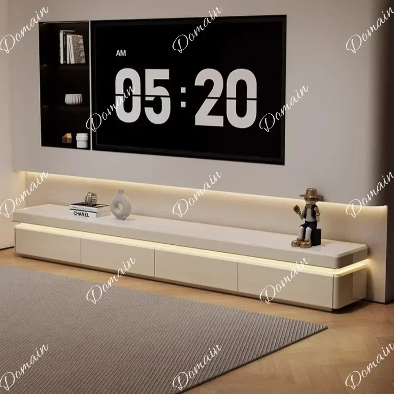 46B Living Room Furniture Tv Stand Equipped With Induction Light Modern Cream Style Tv Stands Storage Locker Home Chest Of Drawe