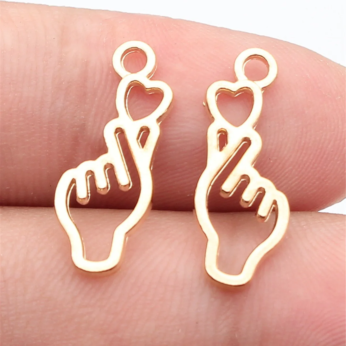 20pcs 22x8.3mm KC Gold Color Antique Silver Color Hollow Out Heart-Shaped Hand Gesture Charms Jewelry Making Accessories