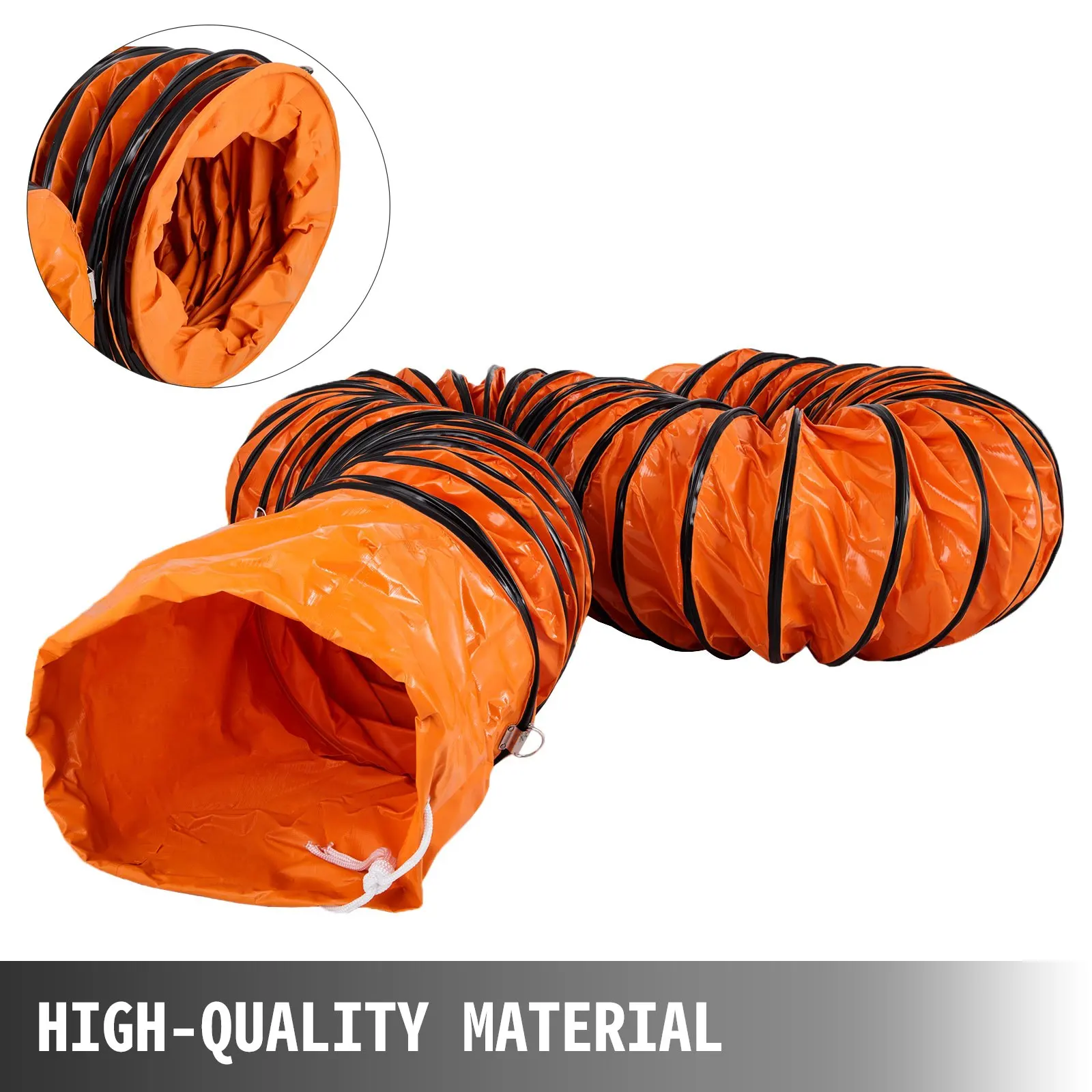 Tuyau de ventilation flexible pour la construction, durable, 6 kg, 7,6 m, large, -20~180 °C ° Conduit de transfert d'air chaud à tolérance thermique, pliable 35x34x26cm, tube de transport d'air industriel pour la ventilation des ateliers et des chantiers