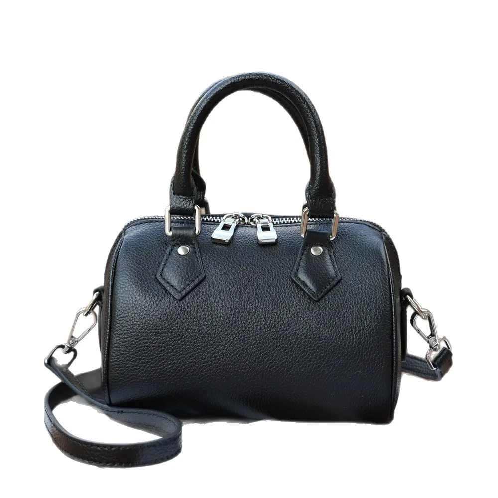 

Сумка-бостон из натуральной кожи для женщин, мягкая сумка-подушка, сумка через плечо из натуральной кожи с эффектом потертости, элегантная сумка с верхней ручкой