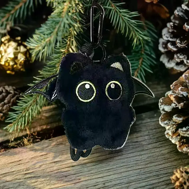 พวงกุญแจแมวดำขนปุย, ตุ๊กตาแมวตัวเล็กนุ่มนิ่ม, จี้ตกแต่งกระเป๋าเป้, ของขวัญวันเกิดน่ารักสำหรับเด็กชายและเด็กหญิง