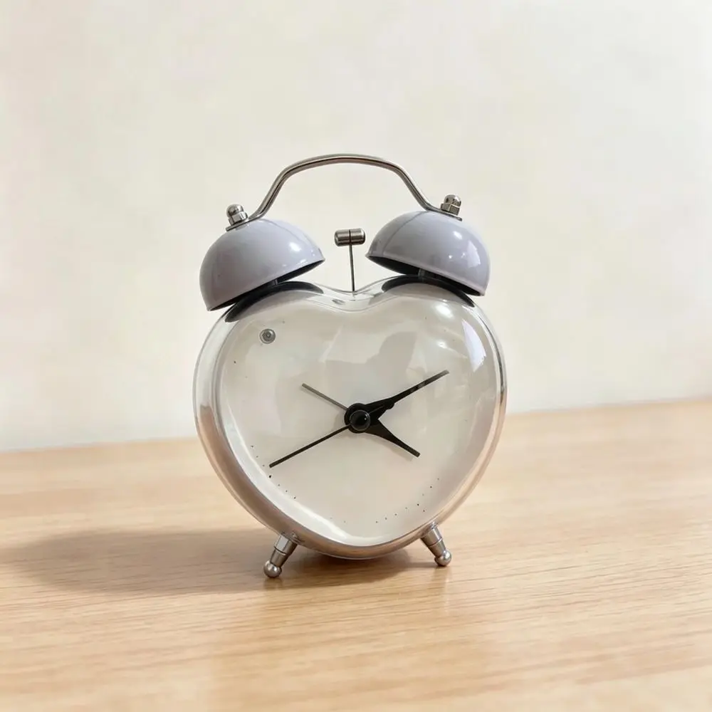 Silent Metal Alarm Clock Battery Operated Nordic Minimalist Design Loud Ringing Desk Bedside Watch Night Light
