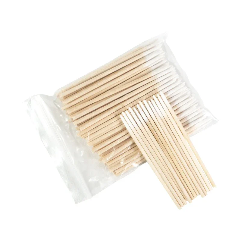 Nails Wood Swab Clean Sticks Bud Tip, Manicure Detalhe Corrector, removedor de esmalte, cabeça de algodão de madeira, Art Tool, 100 pcs, 200 pcs, 300pcs