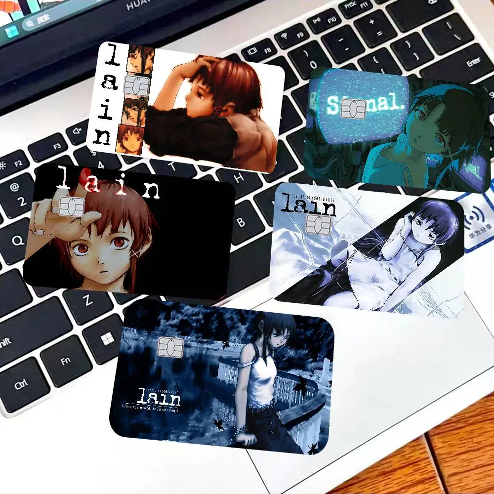 Anime S-Serial Experiments L-lain Cartoon Credit Card Skin Stickers for Bank Card Bus Metro Card Sticker Waterproof Women Gift