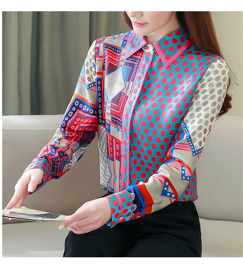 FANIECES S-3XL Camisas E Blusas Elegant Blue Red Blouse Shirt Women Long Sleeve Button Fashion Blouse Spring Tops And Blouses