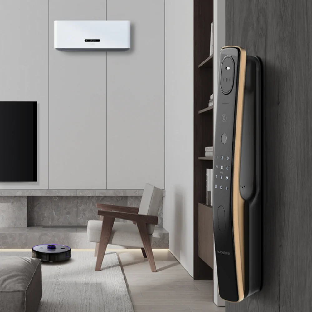 Lockin Smart Door Lock Security Camera Monitor Intelligent Fingerprint Password Biometric Electronic Key Unlock