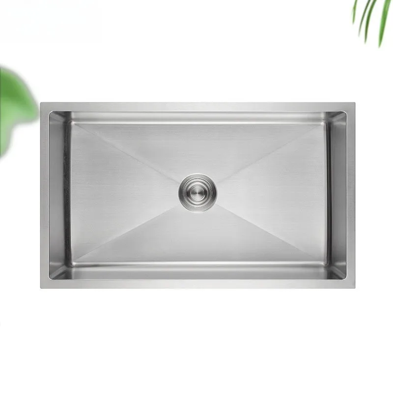King-size  sink under the rounded corner counter, handmade single tank vegetable basin rectangular sink