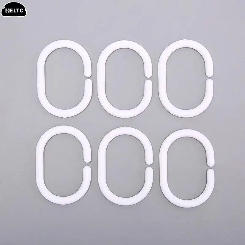 12PCS/lot White Transparent Plastic C Shape Bath Drape Shower Ring Loop Bendable Bathroom Curtain Hooks