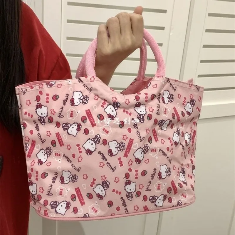 Neue Hallo Kitty Kawaii niedlichen Anime Cartoon Vollbild niedlichen Katze Handtasche Student Oxford Stoff Lunchbox tragbar beim Ausgehen