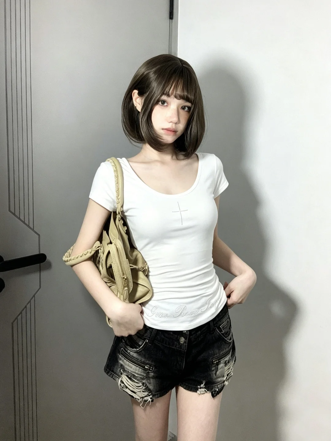 American Style Lace Short Sleeve T-Shirt Women Summer New Slimming Hollow out Back Sexy Top U Neck Hollow out Design Breathable