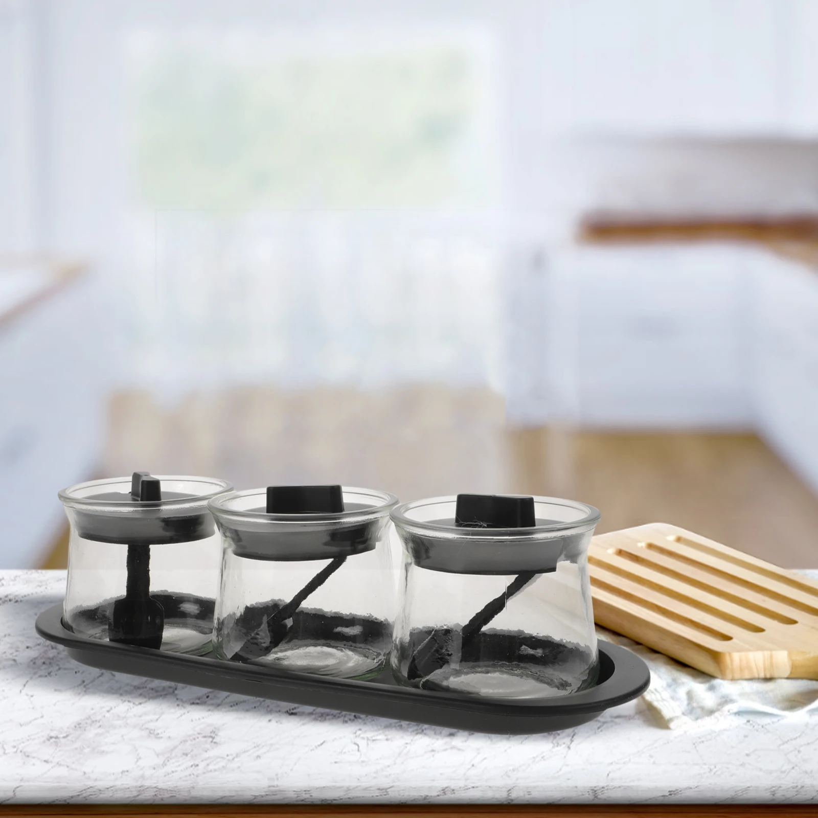 

3Pcs Spice Jar Set Seasoning Container with Lid Tray No Harm Easy to Wash Kitchen Storage Organizer Seasoning Bottle