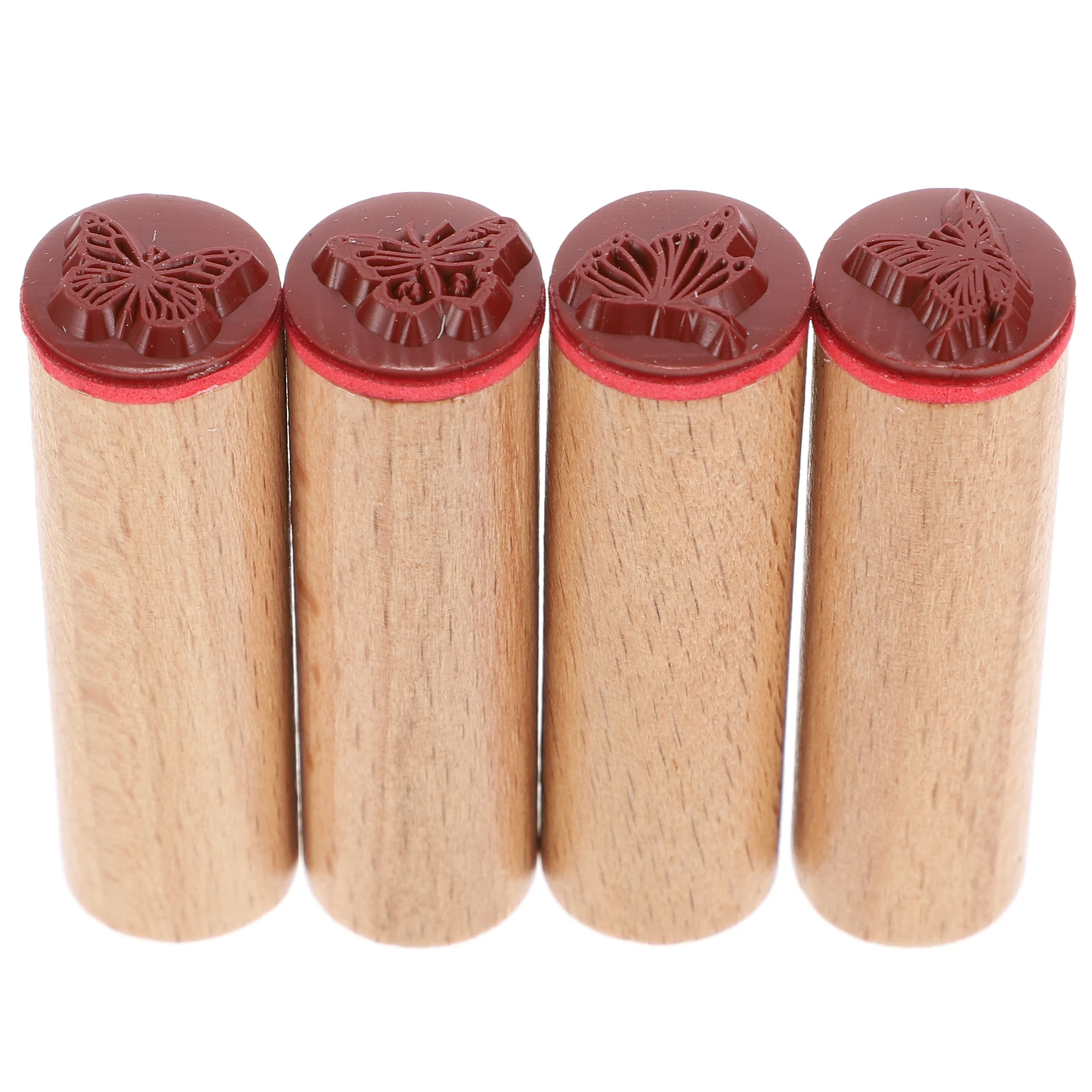 

4 Wooden Seal Stamps Vintage Design for Scrapbook Craft DIY Journaling Planner Safe Material Durability Kids Gift Idea