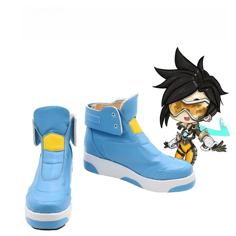 

Game Anime Cosplay Boots Tracer Overwatch Shoes Adult Halloween Party Costume Accessories Custom Made