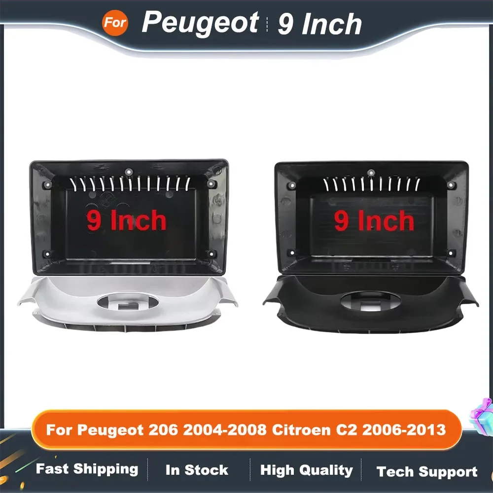 

9 Inch Car Radio Fascia Frame Kit w/ CANBUS Decoder for Peugeot 206 2004-2008 & Citroen C2 2006-2013, Android Dash Installation