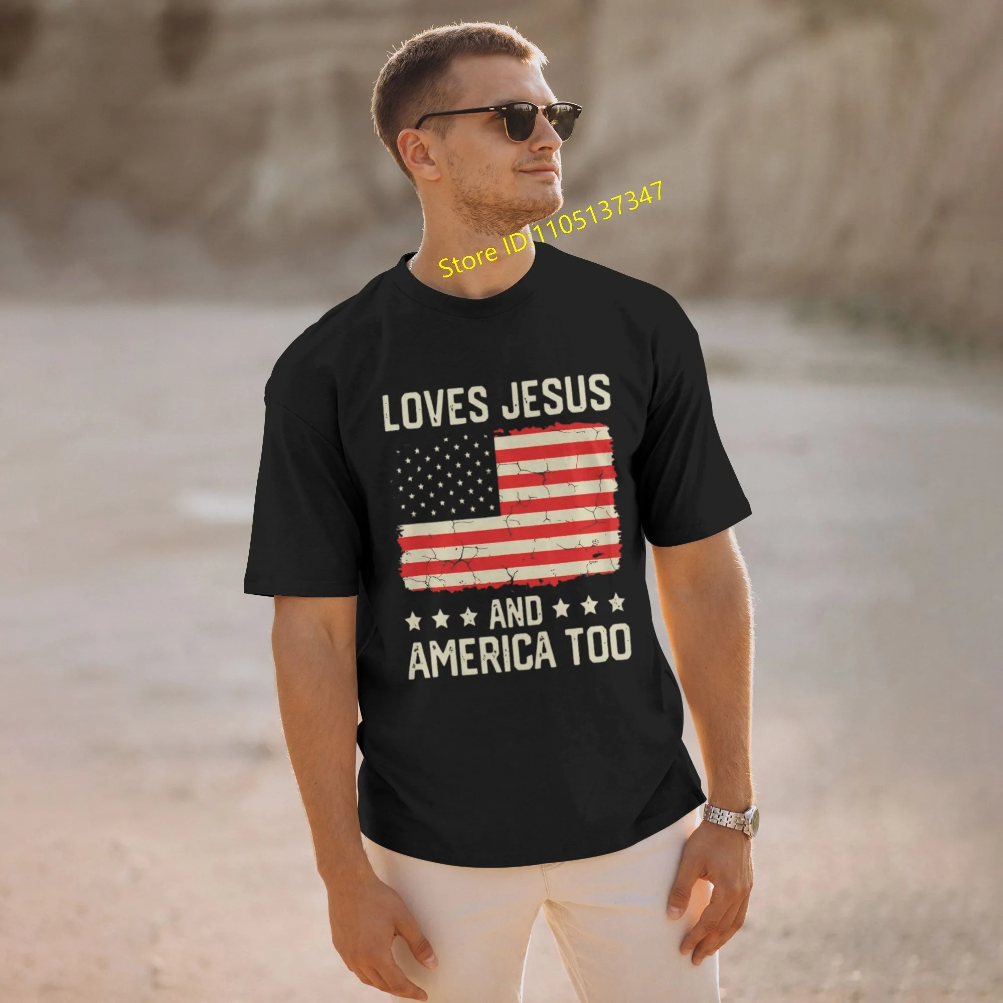 

​​​​​​Personalized customized American Christianity men's 100% cotton casual comfortable round neck short-sleeved T-shirt
