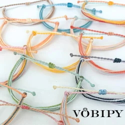 VOBIPY Handmade Woven Multilayer Anklet Waterproof String Wax Adjustable Boho Surf Bracelets Beachy Barefoot Foot Jewelry