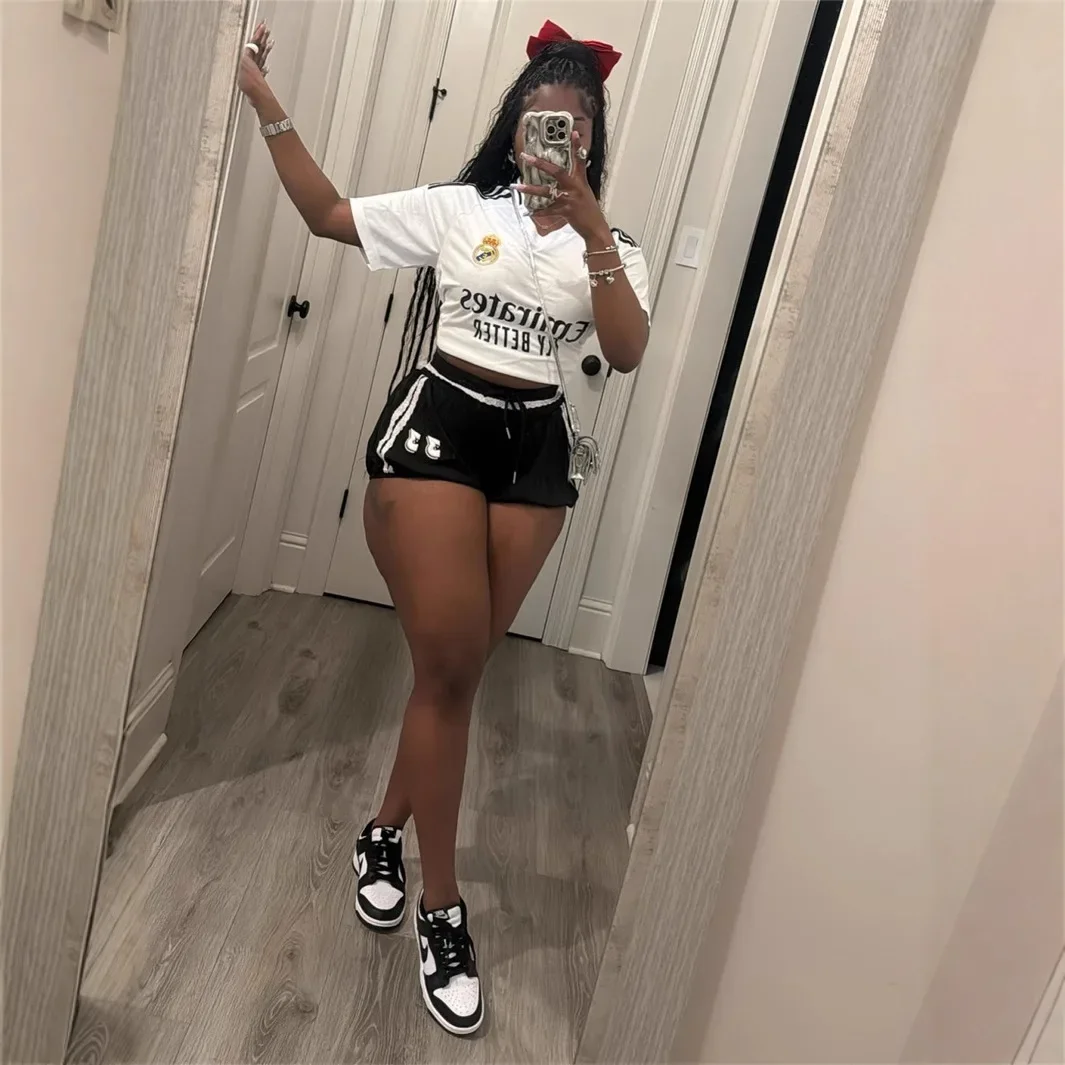 2024 Autumn New Cross-Border European American Slims Smooths Your Silhouette Casual Vintage Spicy Girl Printing Short Sleeves To