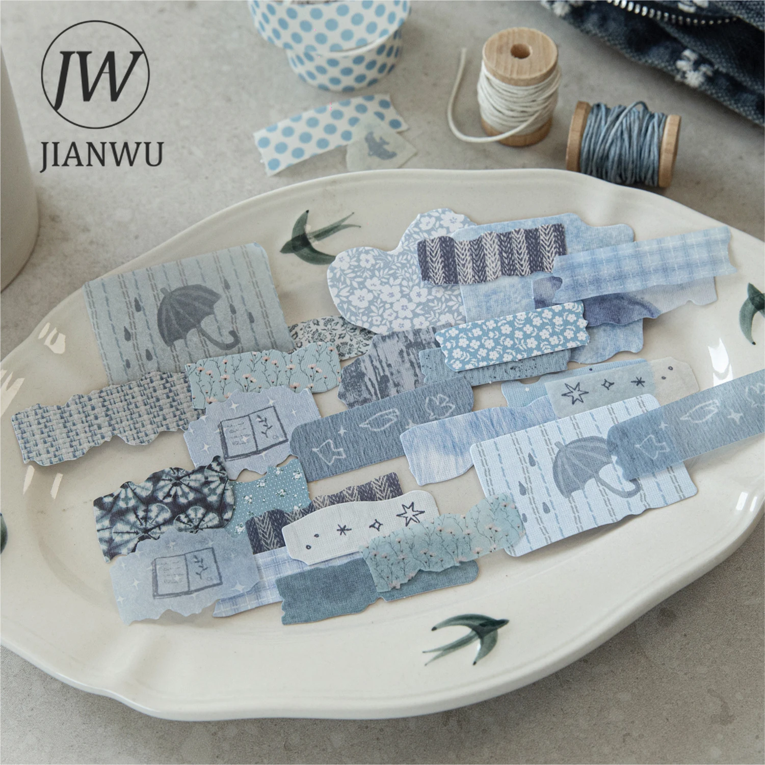 JIANWU Fragment Fabric Series Vintage Flower Landscape Material Collage Sticker Creative DIY Journal Scrapbook Stationery
