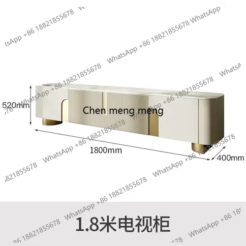 TV cabinet, coffee table, living room, white small apartment, stainless steel storage base cabinet combination