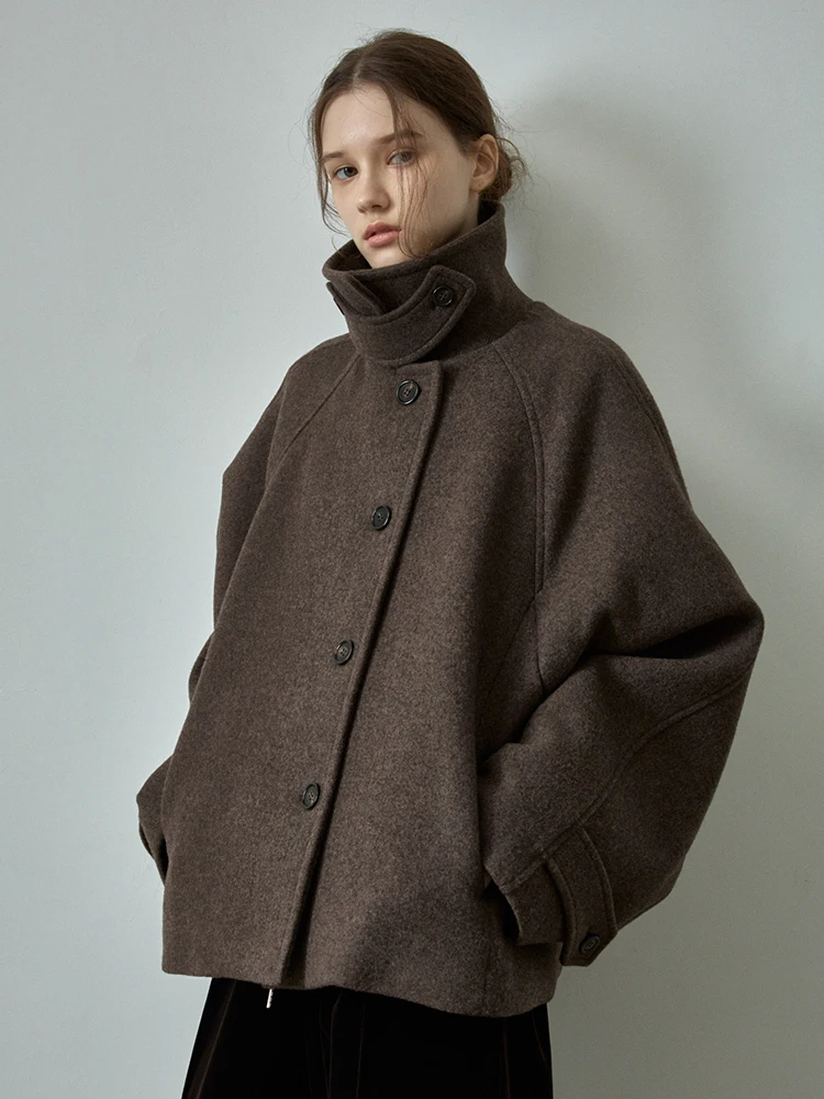 ort Cappotto di lana Donna Autunno Inverno Vecchio denaro Sle Versione coreana Abito taglio dritto Jaet Colore puro Faion coreano