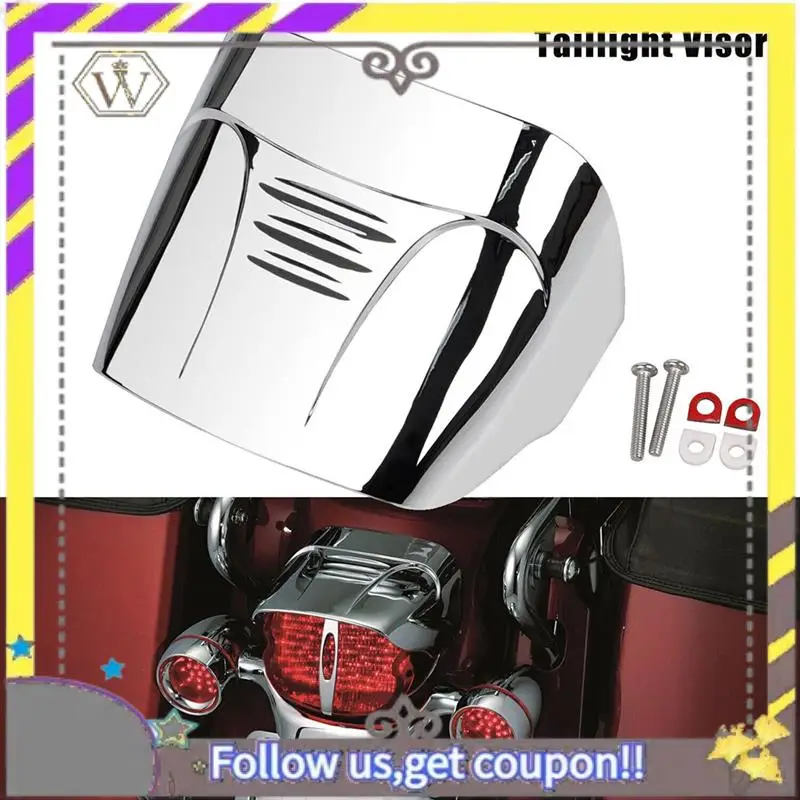 

ABXV-Chrome Tail Light Visor Cover For Dyna Softail FXD FLHT FLST FXR FLTR 883 Parts Accessories