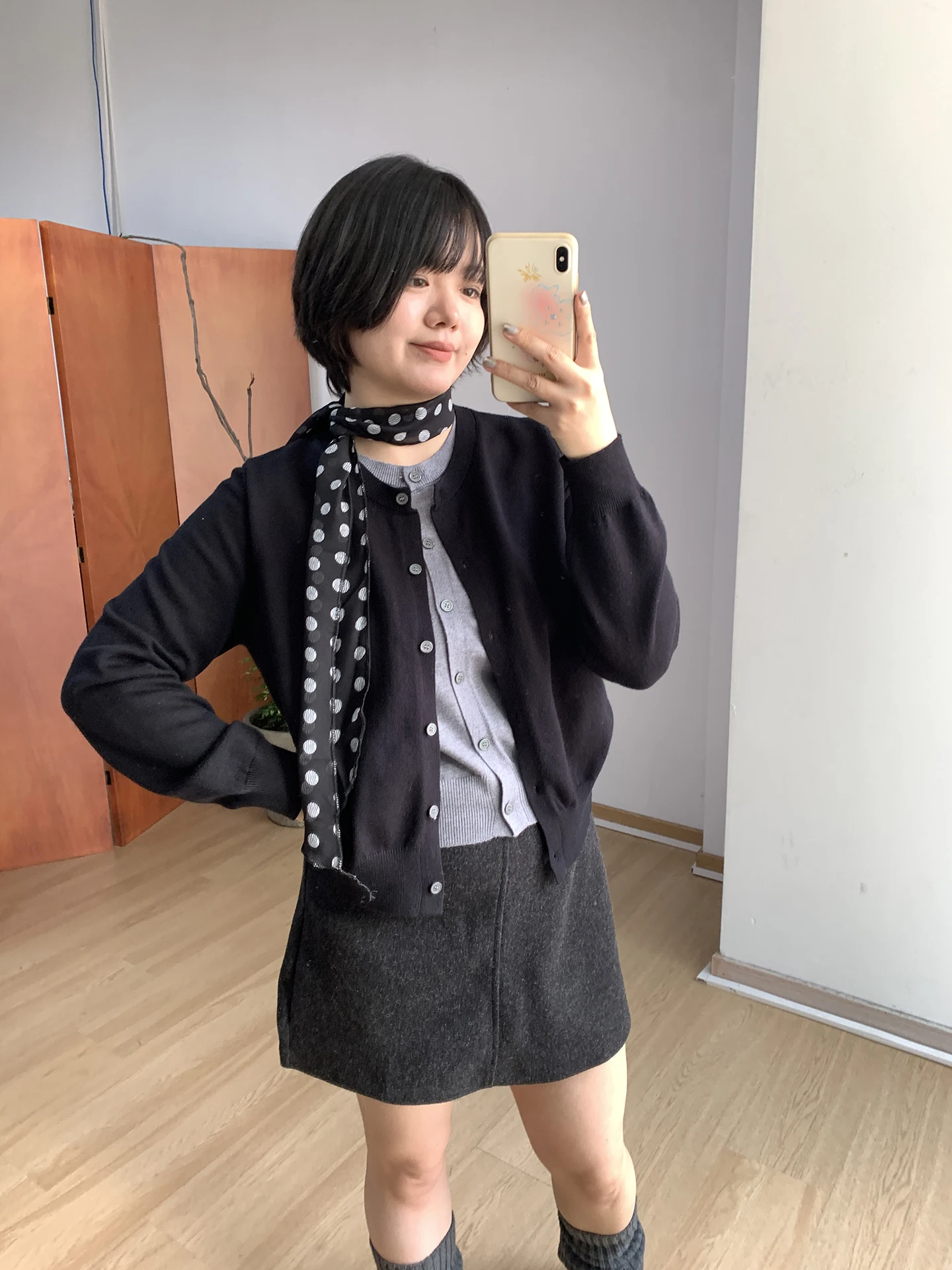 

plus Size A-Line Skirt Casual Bla ey Mixed Color Korean Sle Women's Autumn Faion Simple Design Fi Cake