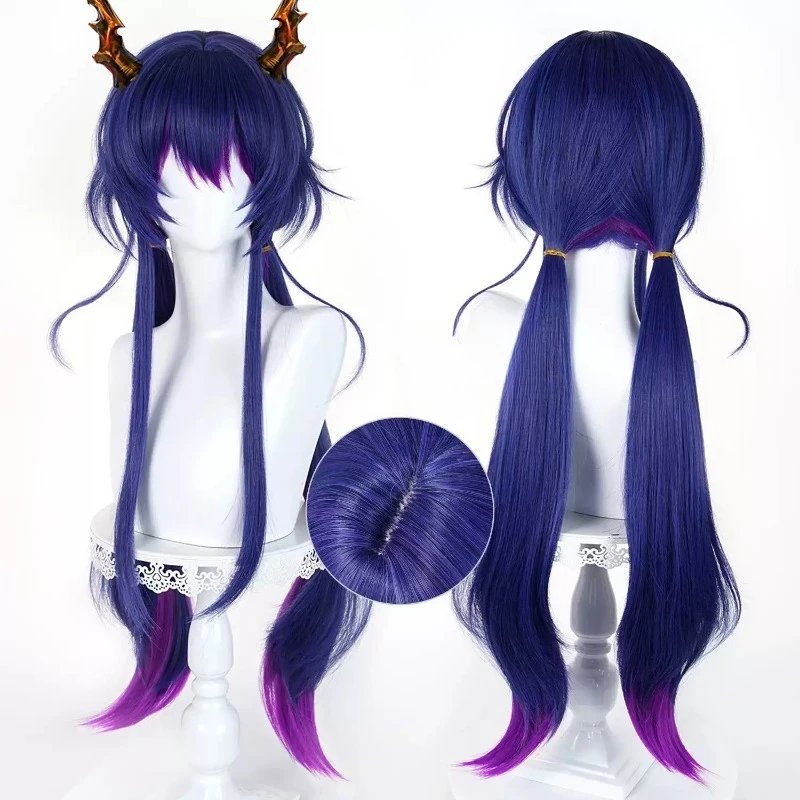 Synthetische Cosplay-Perücke, hitzebeständig, Cosplay Arknights Chen, niedliche, hübsche, farbige, stimulierende Kopfhaut-Haarperücke