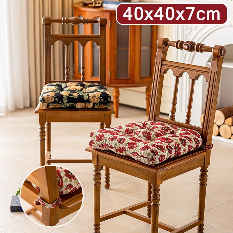 

Thickened Square Chair Cushion with Straps Non Slip Home Decor Office Chair Cushion,Horseshoe-shaped Chair Cushion Home Supplies