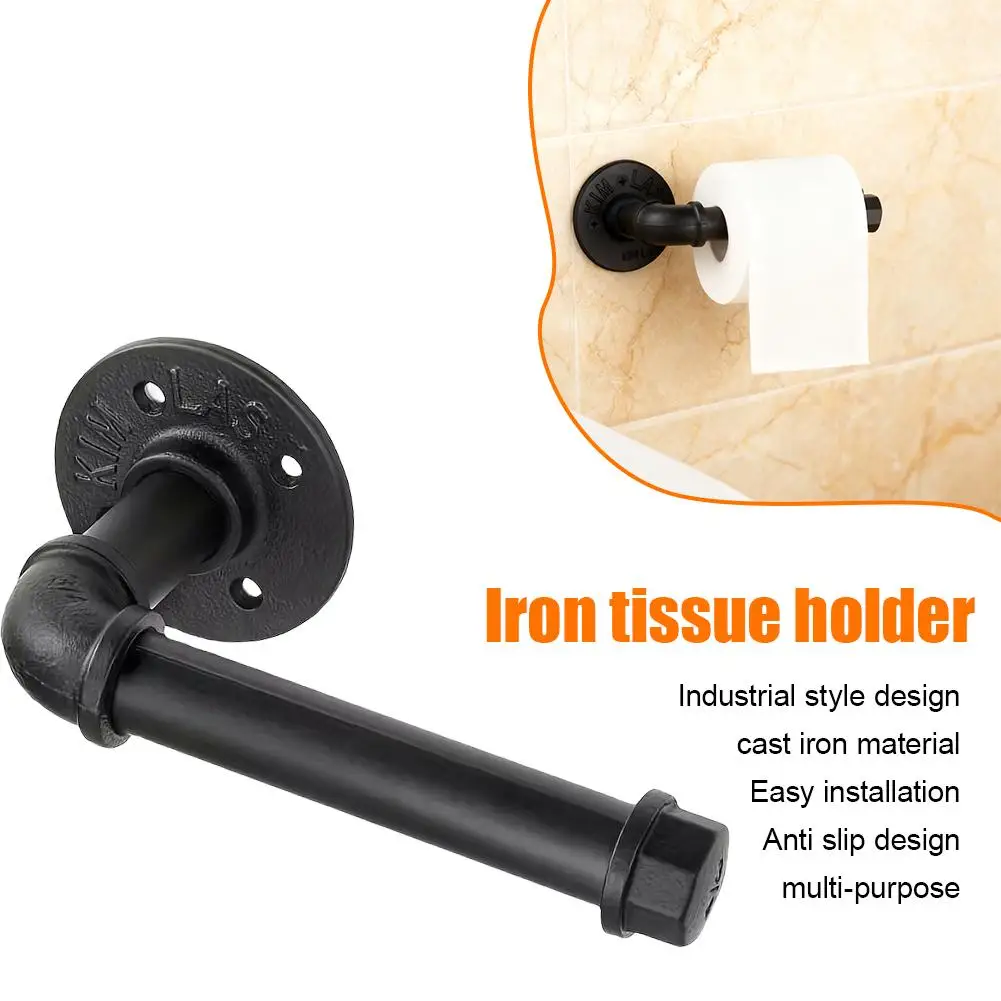 

Промышленный держатель для туалетной бумаги в стиле трубчатого дизайна, чугунная настенная многофункциональная полка для полотенец, противоскользящий аксессуар для ванной комнаты