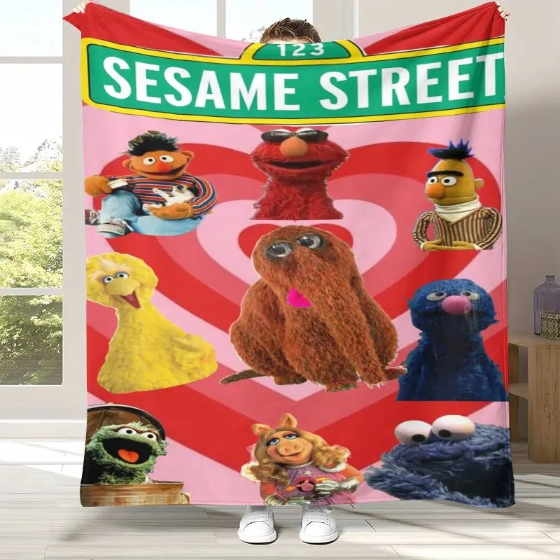 3D Vintage S-Sesame Street Elmo Cookie Monster Soft Flannel Throw Blanket,Cozy Warm Blanket for Bed,Sofa,Living Room,Picnic,Kid