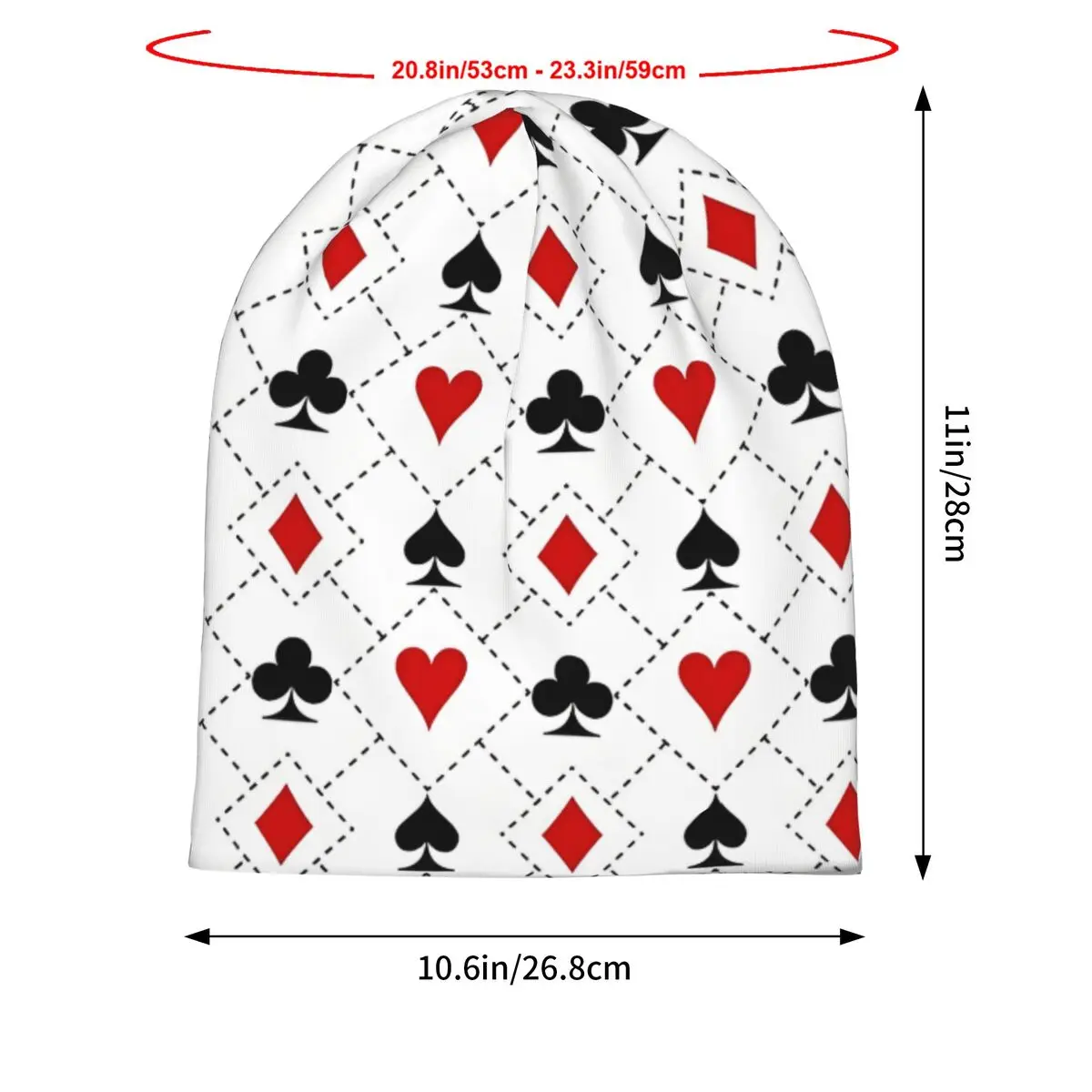 Playing Cards Suit Symbols Pattern Autumn Female Thin Beanies Double Used Outdoor Bonnet Hats