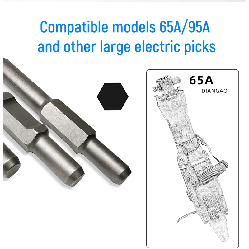 مقبض هدم المطرقة استبدال اختيار رئيس إزميل قواطع إزميل 1 قطعة 65A المطرقة الكهربائية تشيس إزميل الخرسانة بت سداسية #5