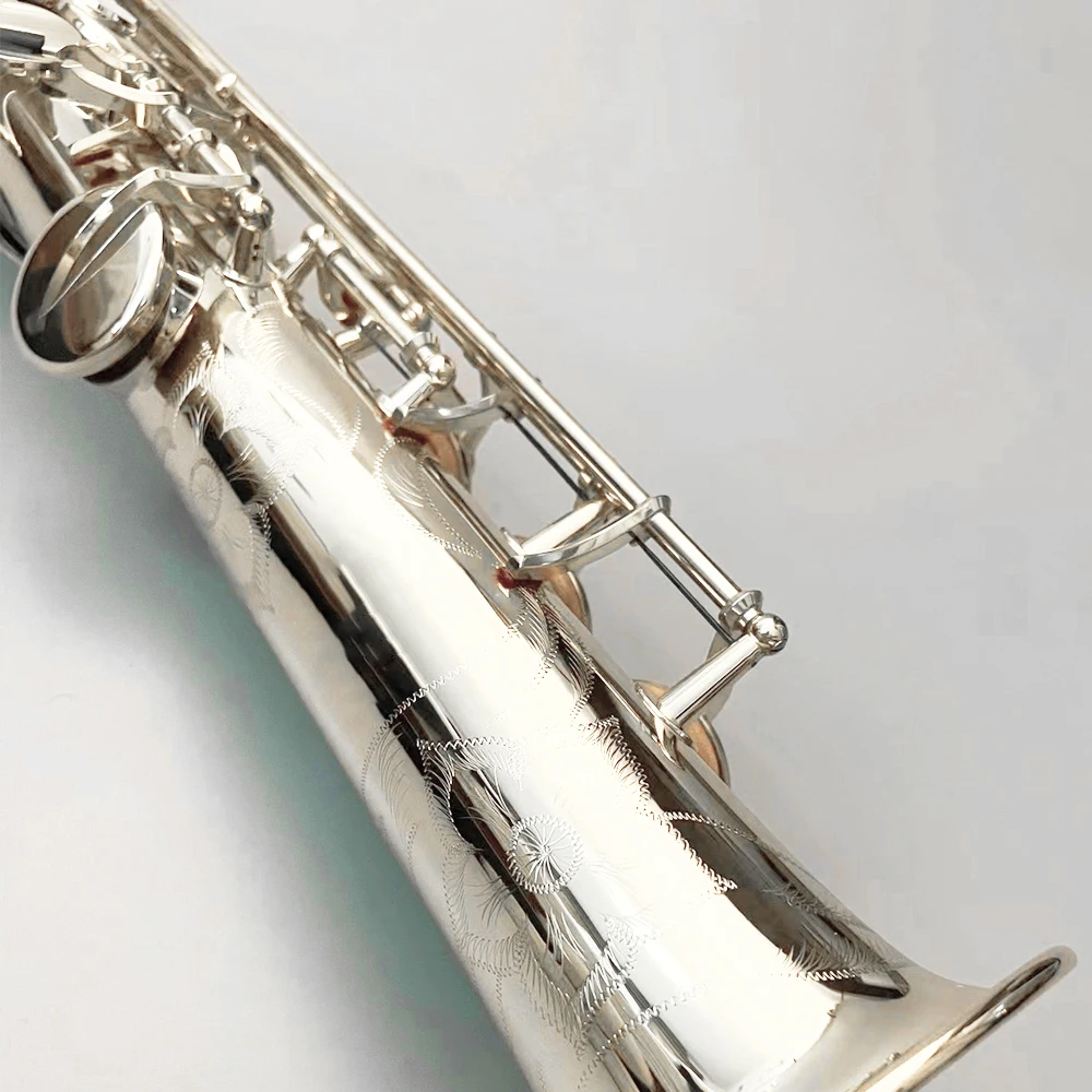 Silver 82 professional soprano saxophone B flat manual one-to-one carved pattern instrument sax soprano high quality