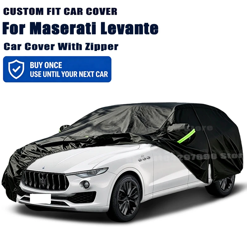 For Maserati Levante Outdoor Full Car Cover With Zipper Snow Cover Sunshade Waterproof Dustproof Exterior Protection